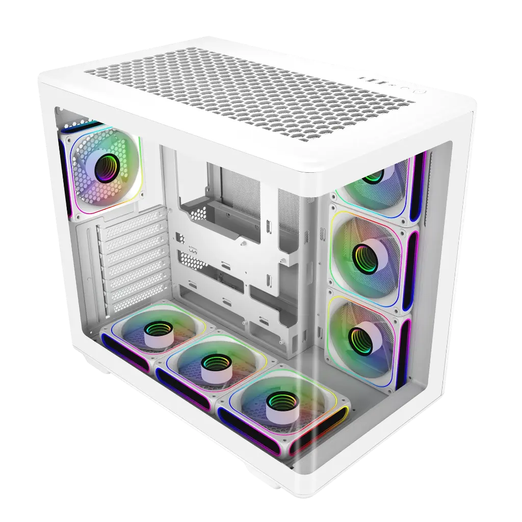 Cooler Master Elite 600 white Curved Tempered Glass ATX Case 7 x ARGB fans