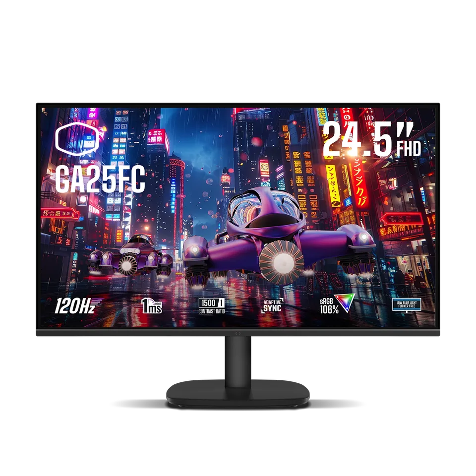  Cooler Master 24.5" FHD IPS Monitor 120Hz Refresh Rate 1ms Gaming Monitor Adaptive Sync, HDMI,GA25FC-UK