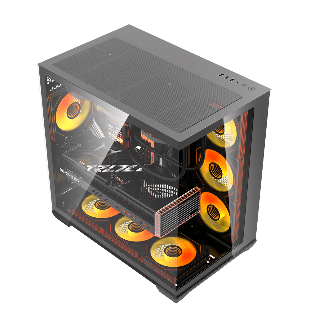 DarkFlash C280 BLACK E-ATX Full-Tower PC Gaming Case, 7×ARGB Fans Included