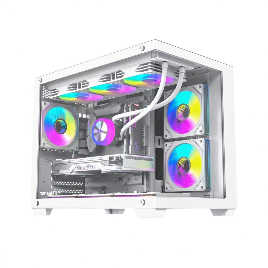 CASE B275 Pro M-ATX with 6 fans ARGB+650W PSU White