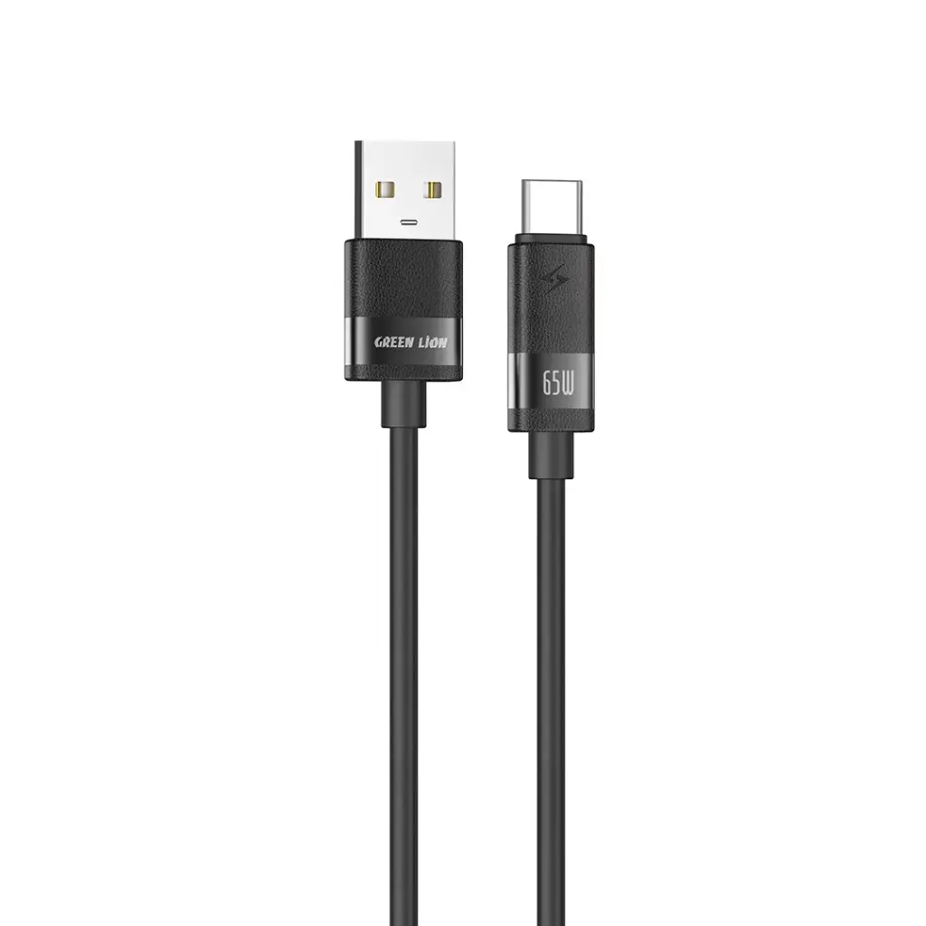 Green Lion Matte Silicone 1M Cable USB-A to USB-C 65W - Black - 9904907126850 - GNMTSA2C1MBK