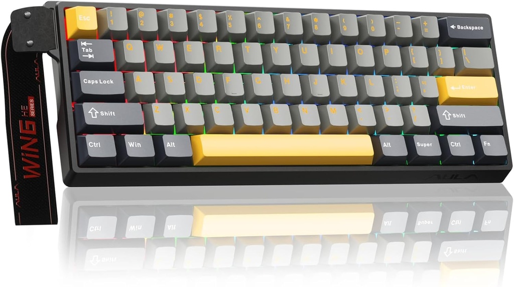 AULA WIN60HE MAX Mechanical Gaming Keyboard Wired - Wing magnetic switch ( Light Gray+Dark Gray+Yellow)