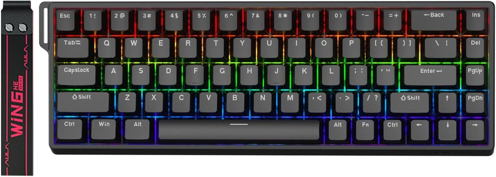 AULA WIN68HE MAX Mechanical Gaming Keyboard Wired - Gray Wood magnetic switch ( Black )