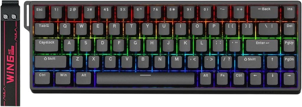AULA WIN68HE MAX Mechanical Gaming Keyboard Wired - Gray Wood magnetic switch ( Black )