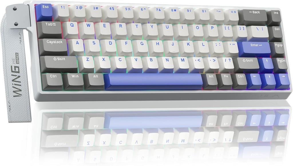 AULA WIN68HE MAX Mechanical Gaming Keyboard Wired - Wing magnetic switch ( White+Gray+blue )