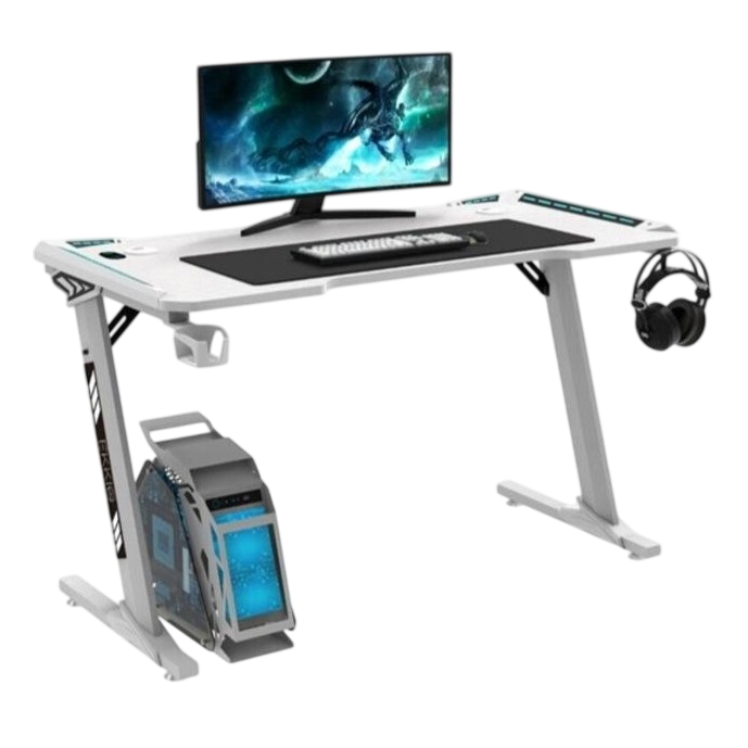  Gaming Desk White Z-Shaped RGB 120x60x75cm – MH125-1.2