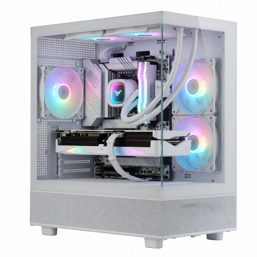 Silverstone Lucid 04 White Micro-ATX Case, 3 ARGB Pre-Installed Fans | SST-LD04-W-ARGB