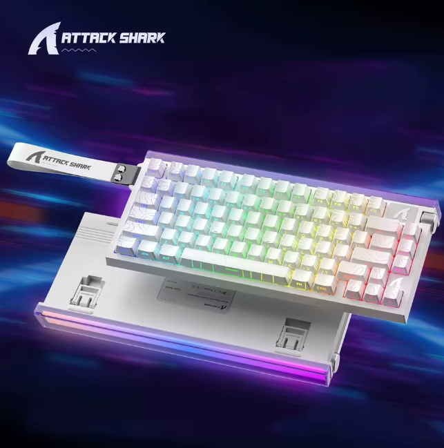 ATTACK SHARK R85HE WIRED KEYBOARD MAGNETIC SWITCH WITH CUSTOM LIGHTBOX – WHITE