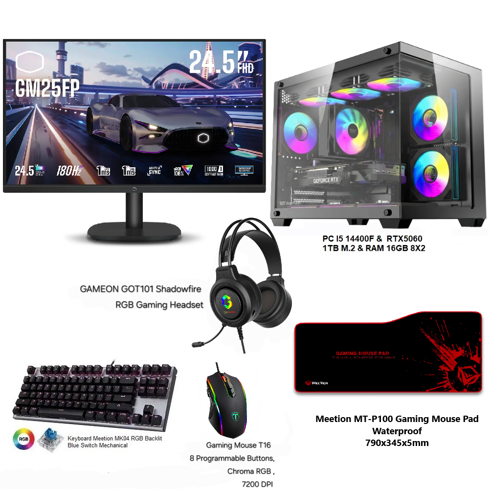 Gaming Full setup PC I5 14400F & RTX5060 GDDR7  
