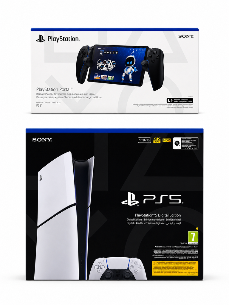 USED PS5 WITH 1 CONTROLLER ( WITH BOX ) & USED PlayStation 5 Portal Remote Player Midnight Black 