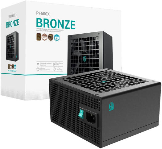 DeepCool PF600X Non-Modular Power Supply, 600W Power, ATX12V V2.52, 80 PLUS Bronze Efficiency, 120mm Longlife HYB Fan, Taiwanese + Japanese Electrolytic Capacitors, Black | R-PF600X-HD0B-JGUK