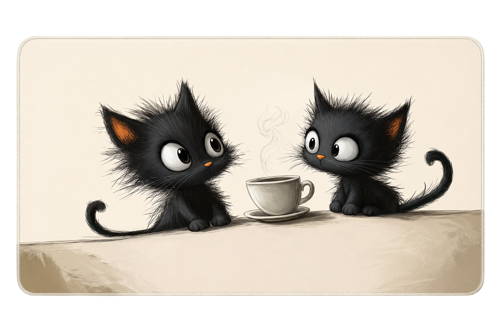 Gaming Mouse PAD 2XL 2 cat Black  90x40cm (Rough Touch )