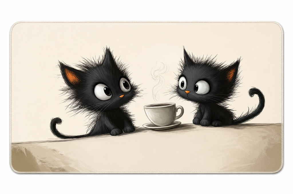 Gaming Mouse PAD 2XL 2 cat Black  90x40cm (Rough Touch )