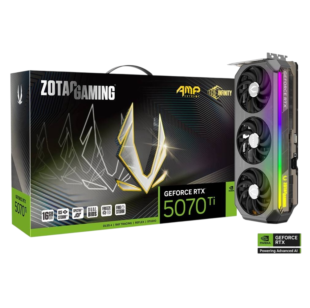 ZOTAC NVIDIA GeForce RTX 5070 Ti AMP EXTREME INFINITY 16GB GDDR7 Graphics Card- Premium Pack