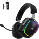 ATTACK SHARK G800 Wireless Gaming Headset Black, 1000 mAh, Detachable Mics, Aluminum alloy frame, 3D Surround Sound, 20ms low latency, 50mm Drivers,3 Modes (2.4G/Bluetooth/Wired) for PC/PS/Phone