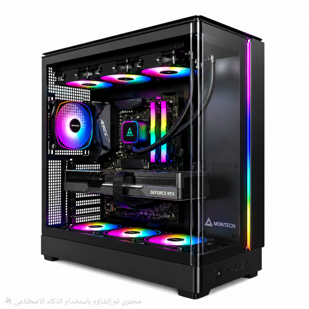 Montech KING 45 PRO ARGB Mid Tower TG ATX Case Pre-installed 4 Fans A RGB - Black