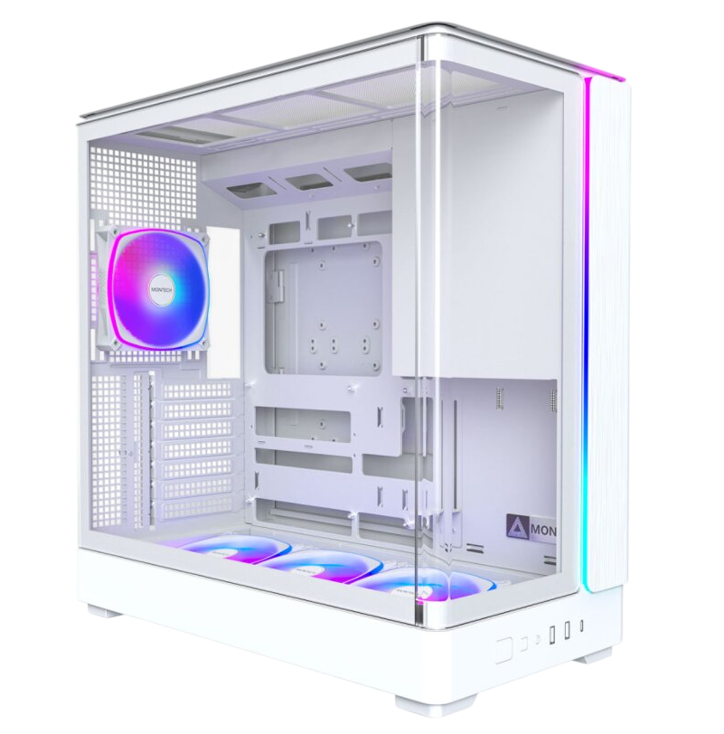 Montech KING 45 PRO ARGB Mid Tower TG ATX Case Pre-installed 4 Fans A RGB - WHITE