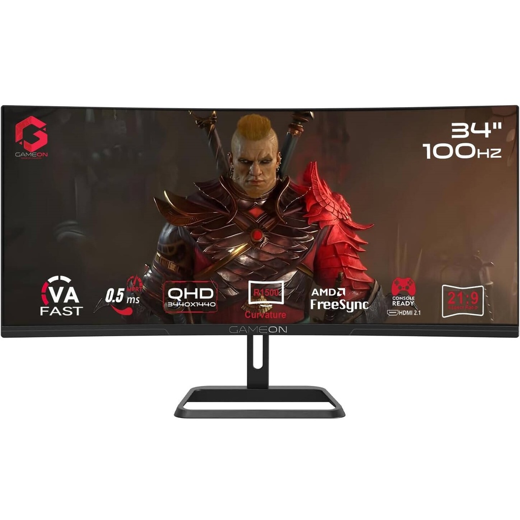 GAMEON 34" 2K CURVED 100HZ 0.5MS HDMI2.1 WITH SPEAKER - GOC34WQHD100VA