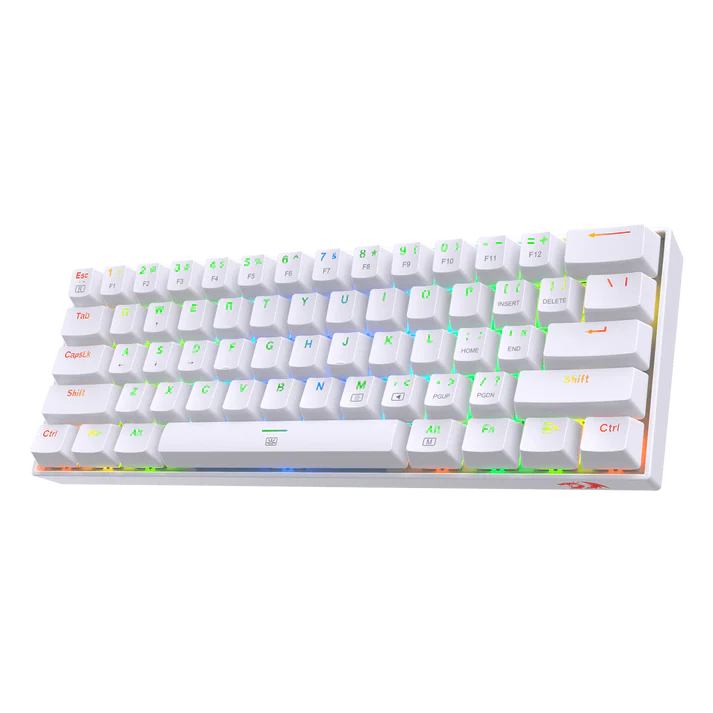 Redragon K630 Dragonborn 60% Wired RGB Gaming Mechanical Keyboard - Linear RED Switch - 61 Keys Compact Keyboard -White- k630