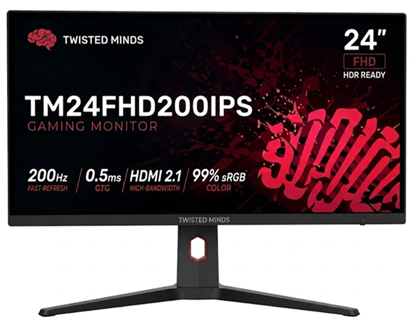 Twisted Minds 24” 200Hz, 0.5ms, HDMI 2.1, Fast IPS Gaming Monitor TM24FHD200IPS - Black