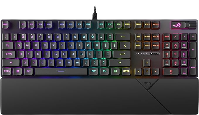ASUS ROG Strix Scope II RX Wired Gaming Mechanical Keyboard, ROG RX Red Switch, Anti-Ghosting, N Key Rollover, Sound-Dampening Foam, English - Arabic Layout, Black | 90MP0350-BKCA00