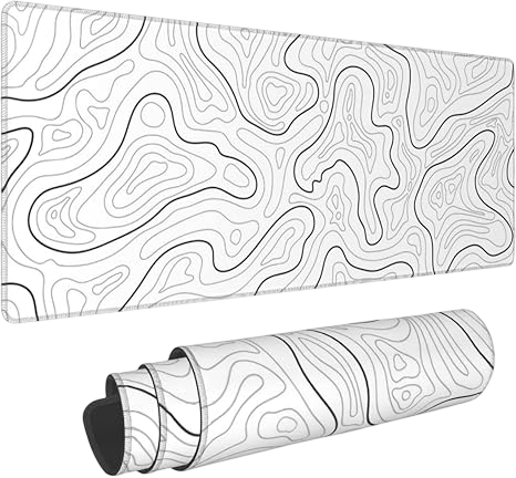 Gaming Mouse PAD striped with Black 80x30cm 4mm-White