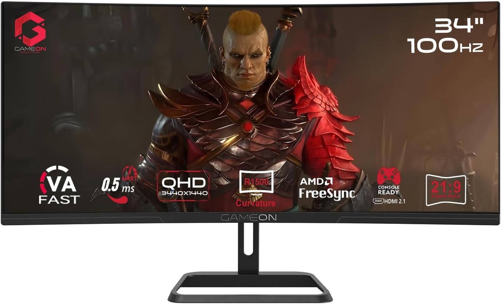 OPEN BOX - GAMEON 34" 2K CURVED 100HZ 0.5MS HDMI2.1 WITH SPEAKER - GOC34WQHD100VA