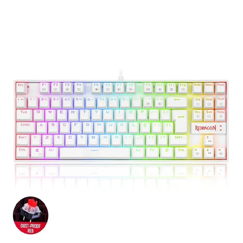 KEYBOARD REDRAGON K552 RGB WHITE (RED Switches)