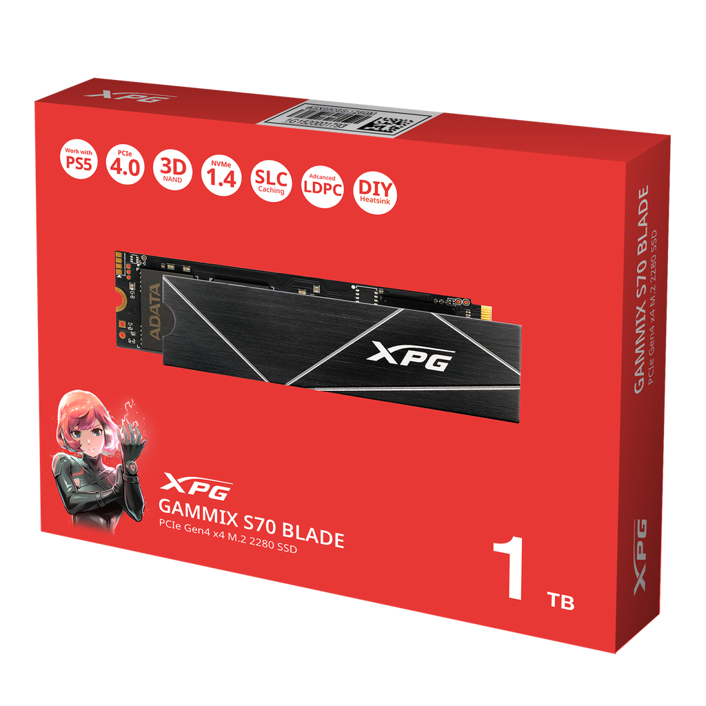 XPG GAMMIX S70 BLADE 1TB PCIe Gen4x4 M.2 SSD 7400MB/s read