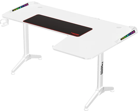 Twisted Minds Warrior L Shaped RGB Gaming Desk white - Right