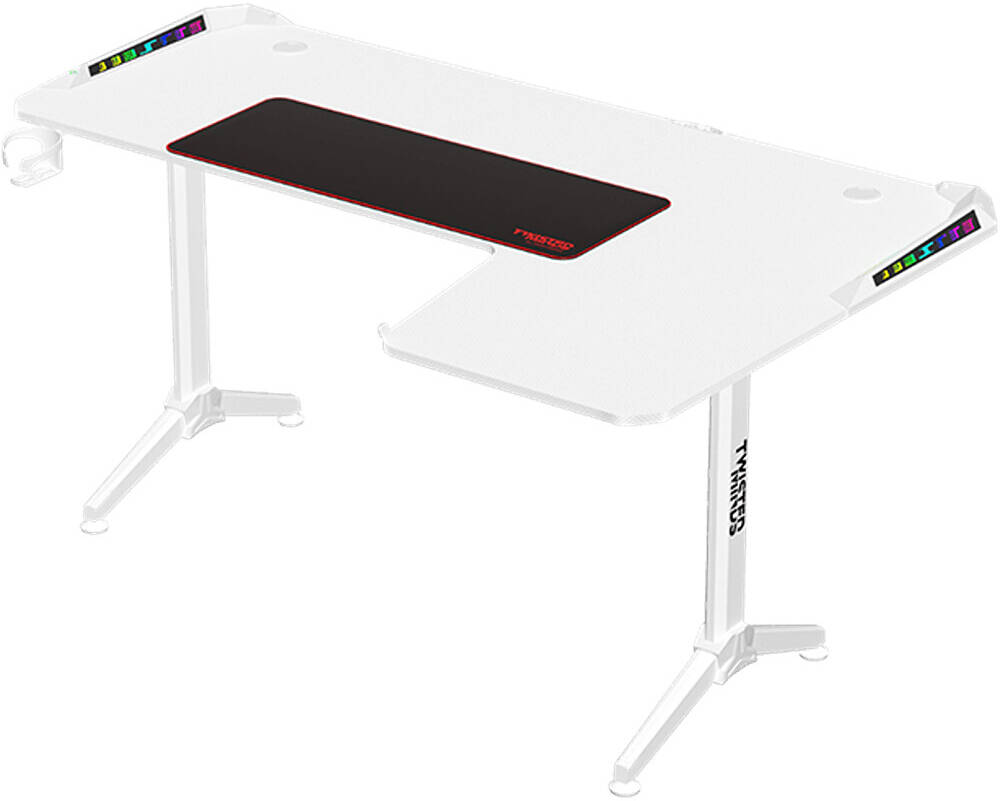 Twisted Minds WARRIOR L Shaped Gaming Desk RGB Right White 160CM*100CM*75CM - TM-Y-RW-RGB 