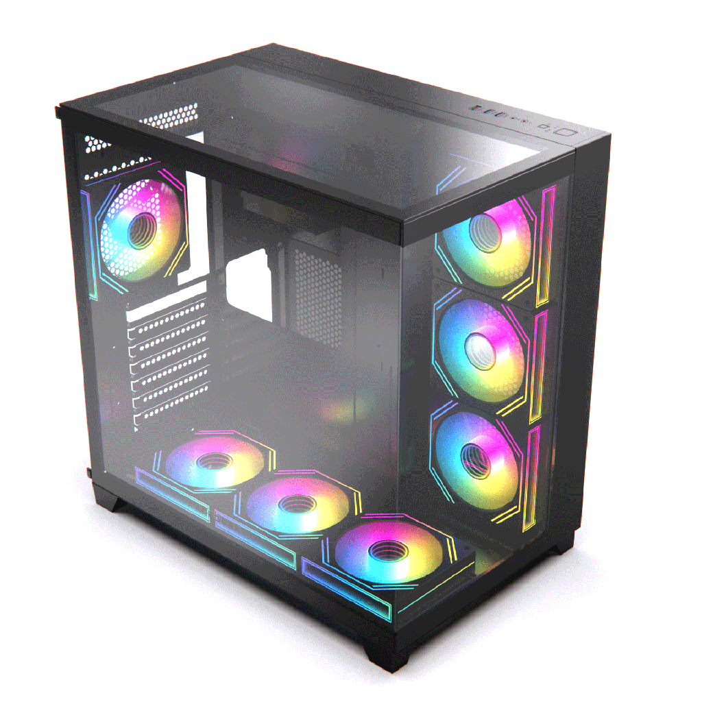 Acegeek Horizon BLACK ATX Case, 7x RGB 120mm Fans