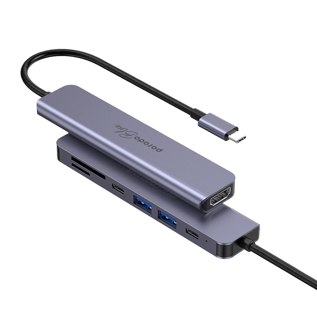 porodo blue 7 ports usb - c hub