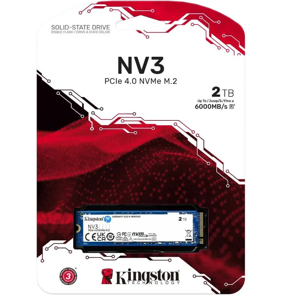 Kingston 2TB M.2 NV3 PCIe 4.0 NVMe Internal SSD, Capacity 6000 MB/s 
