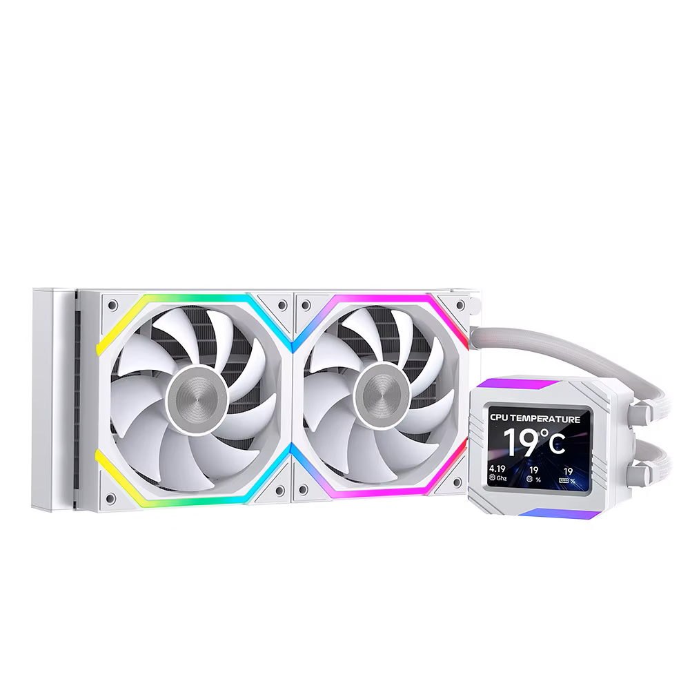 Liquid Cooler JUNGLE LEOPARD ASTROSHEL V2G 240 WHITE, With Customizable 2.8in LCD Display for GIFs, Images, MP4,