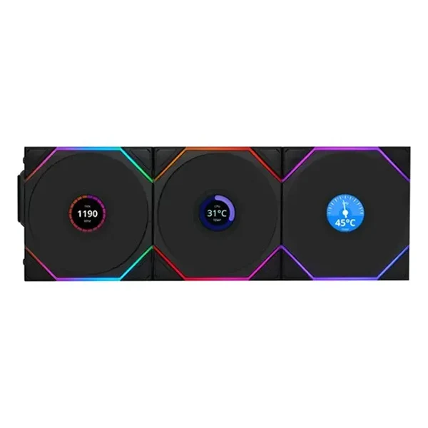 LIAN LI UNI Fan TL-LCD 120 BLACK RGB (3pcs)