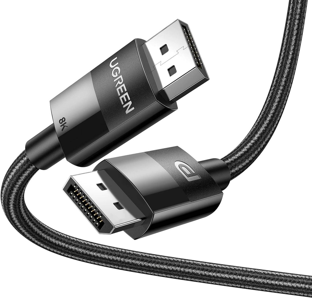 CABLE UGREEN DISPLAY PORT 1.4 MALE TO MALE PLASTIC CASE BRAIDED 2M - 80392