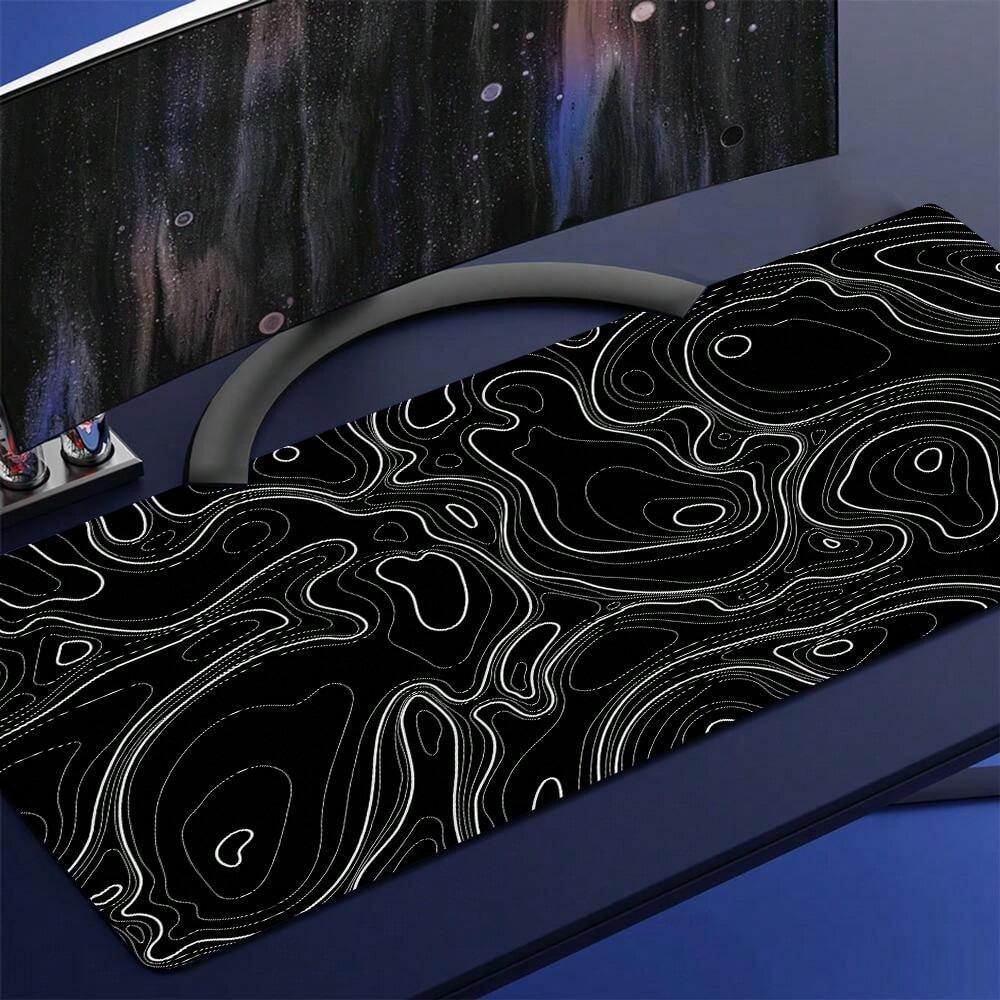 Gaming Mouse PAD Black striped with white 90x40cm 2mm