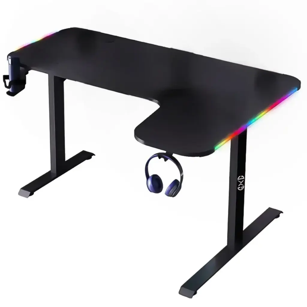 Gaming Desk GXG L Shaped BLACK  Right L-(160)-RGB-R-B, Size:160X60X100cm