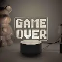 Game Over 3D Night Light "GG" Desktop  Atmosphere Lamp for Bedroom Gaming Room, USB Interface, Touch-Sensitive, Seven-Color Changing Light - WARM LIGHT 