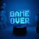 Game Over 3D Night Light "GG" Desktop Atmosphere Lamp for Bedroom Gaming Room, USB Interface, Touch-Sensitive, Seven-Color Changing Light - COLORFUL DIMMING