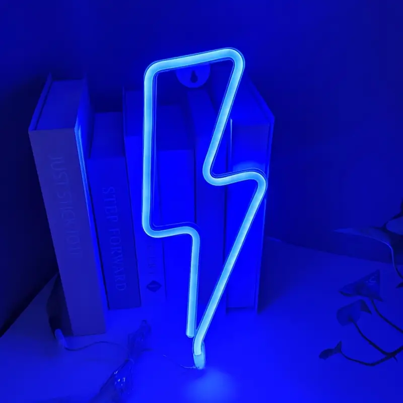 Blue LED Neon Sign Light on the wall