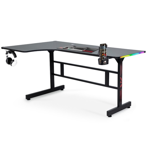 [GS0555] Gaming Table L-Shaped RGB MH131 BLACK ( 160 X 60 X 100 CM)
