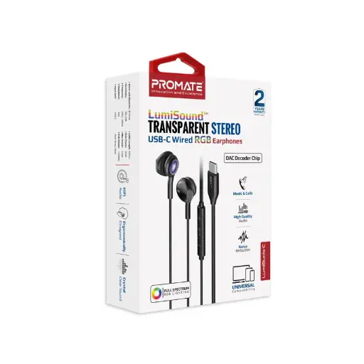 [GS1216] Promate Earphones with USB-C Connector lumibuds-c.black