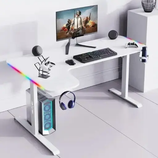 [GS0519] Gaming Desk GXG WHITE L Shaped Left L-(160)-RGB-L-W, 160X60X100cm
