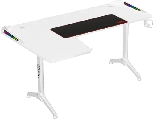 [GS1490] Twisted Minds Warrior L Shaped LEFT RGB Gaming Desk WHITE (160*100*75CM) TM-Y-LW-RGB