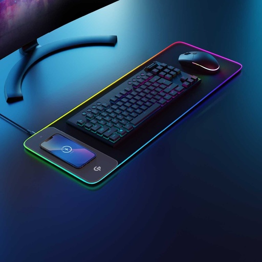 [GS0062] (PDX115-BK) Porodo Gaming RGB MousePad with 15W Wireless Charger - Black