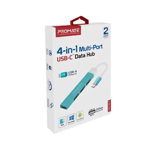 [GS1234] Promate USB-c Hub, 4-in-1 Type-c LiteHub-4 - BLUE