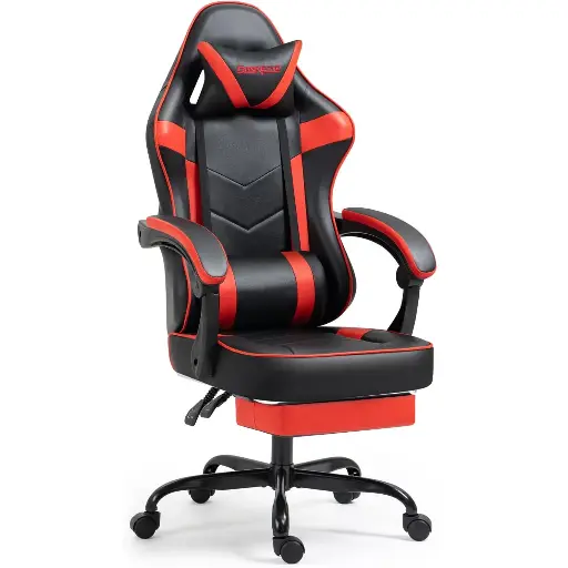 [GS0510] Gaming Chair with Footrest BLACK RED MAF-7709