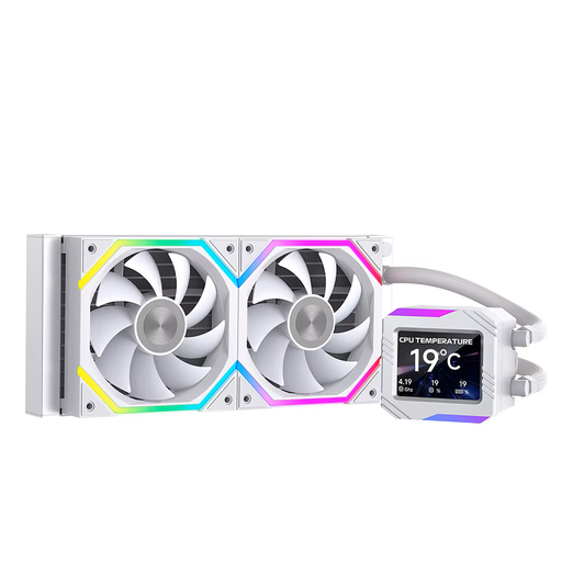 [GS0795] Liquid Cooler JUNGLE LEOPARD ASTROSHEL V2G 240 WHITE, With Customizable 2.8in LCD Display for GIFs, Images, MP4,